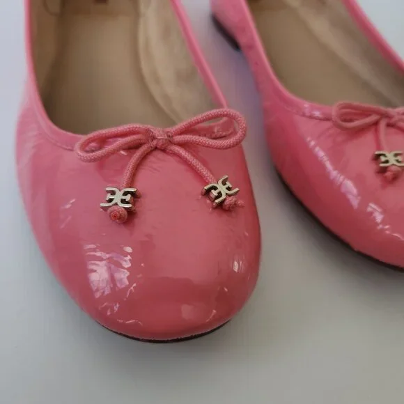 Sam Edelman Felicia Luxe Pink Patent Leather Ballet Flats Bows Coquette Cute 9.5 - Picture 2 of 7